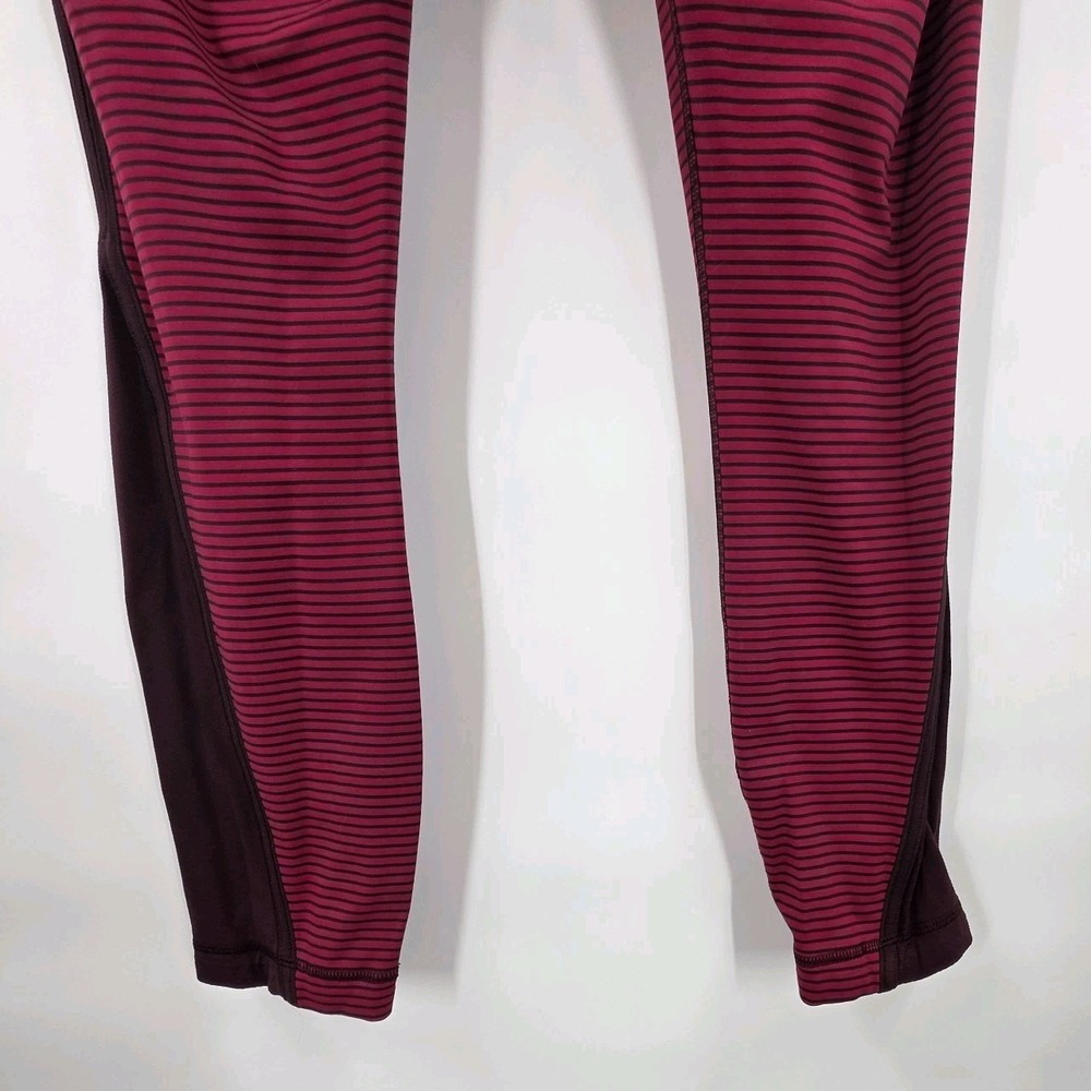 LULULEMON RUN PACE TIGHT LEGGINGS WOMENS SIZE 6 STRIPED MAROON RED 25" LUXTREME - Picture 3 of 16